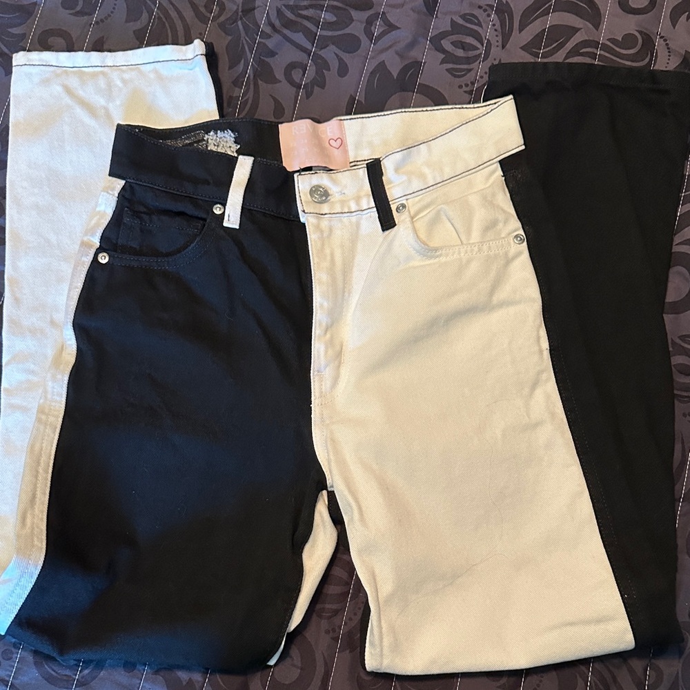REVICE Black and white Denim Pants